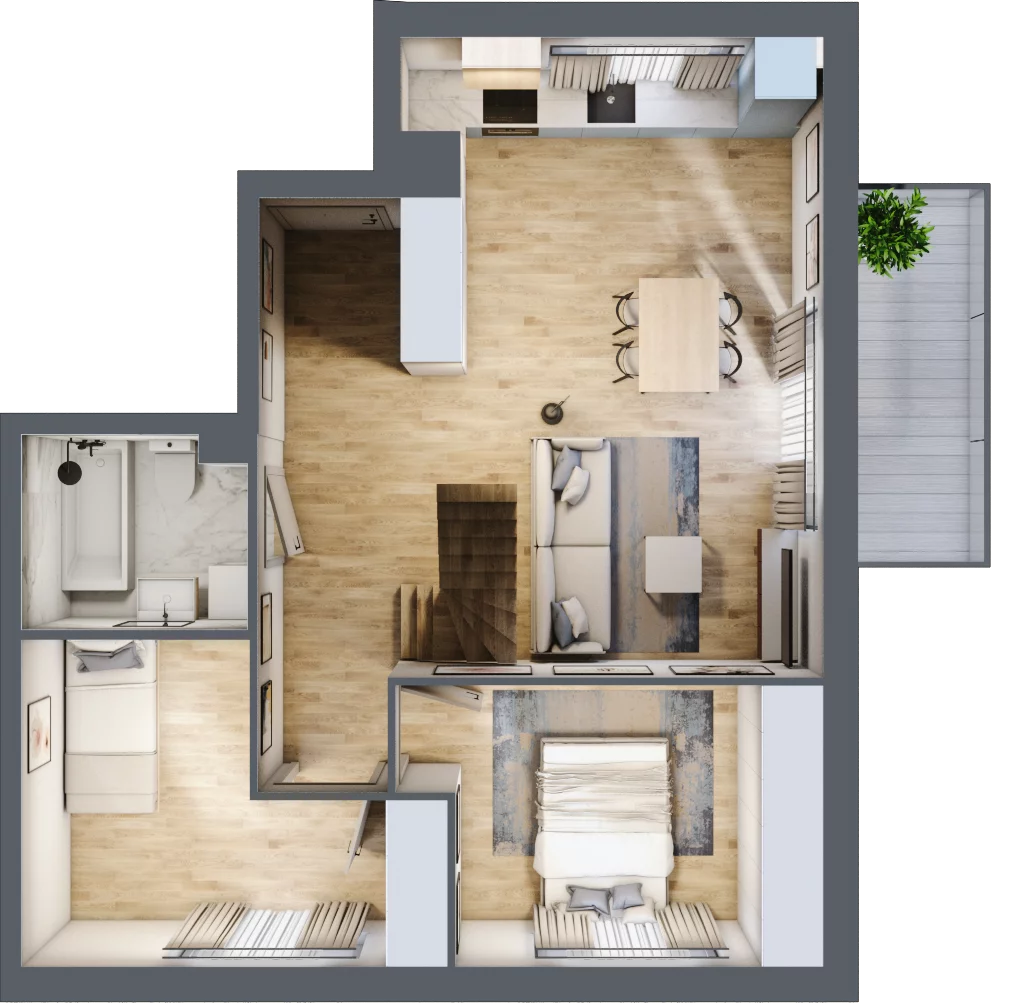 4 pokoje, mieszkanie 71,77 m², piętro 2, oferta nr C4.2M01, ROSA Residence, Gdańsk, Ujeścisko-Łostowice, Ujeścisko, ul. Śliwkowa