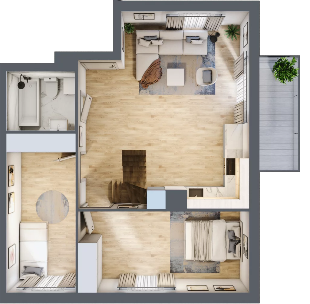 4 pokoje, mieszkanie 76,48 m², piętro 2, oferta nr C5.2M01, ROSA Residence, Gdańsk, Ujeścisko-Łostowice, Ujeścisko, ul. Śliwkowa