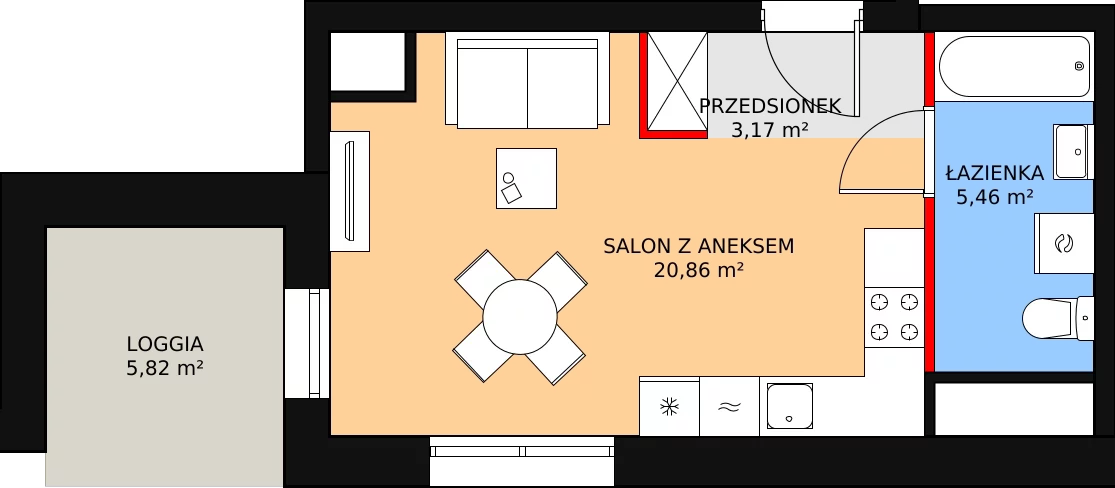 Mieszkanie 29,49 m², piętro 7, oferta nr A.7M08, WENDY, Gdynia, Śródmieście, Śródmieście, ul. Wendy 7/9