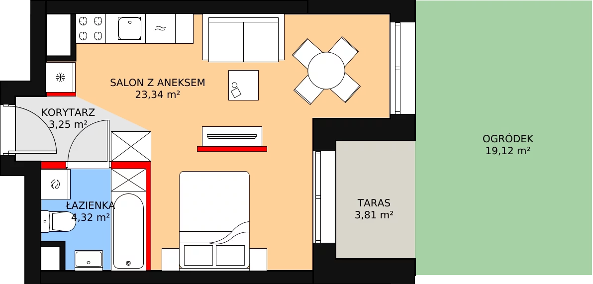 Mieszkanie 29,91 m², piętro 1, oferta nr A.1M14, WENDY, Gdynia, Śródmieście, Śródmieście, ul. Wendy 7/9