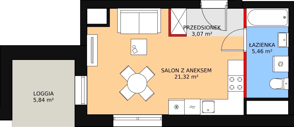 Mieszkanie 29,85 m², piętro 10, oferta nr A.10M08, WENDY, Gdynia, Śródmieście, Śródmieście, ul. Wendy 7/9