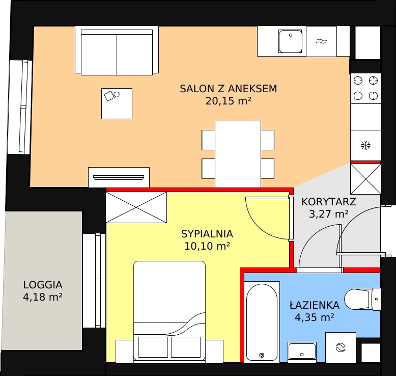 Mieszkanie 37,87 m², piętro 1, oferta nr A.1M08, WENDY, Gdynia, Śródmieście, Śródmieście, ul. Wendy 7/9