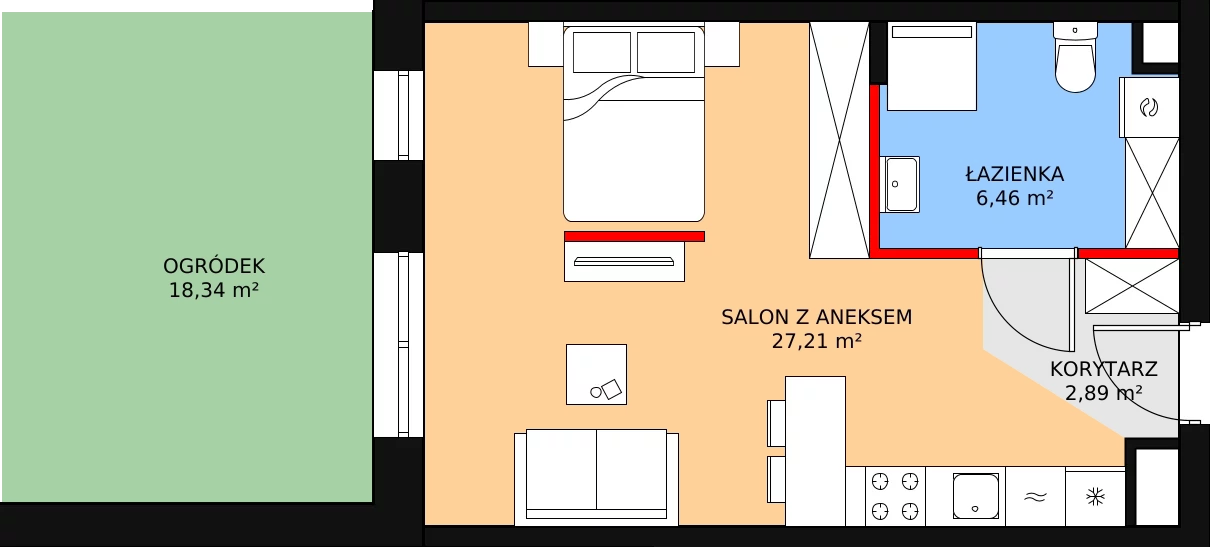 Mieszkanie 36,56 m², piętro 1, oferta nr A.1M10, WENDY, Gdynia, Śródmieście, Śródmieście, ul. Wendy 7/9