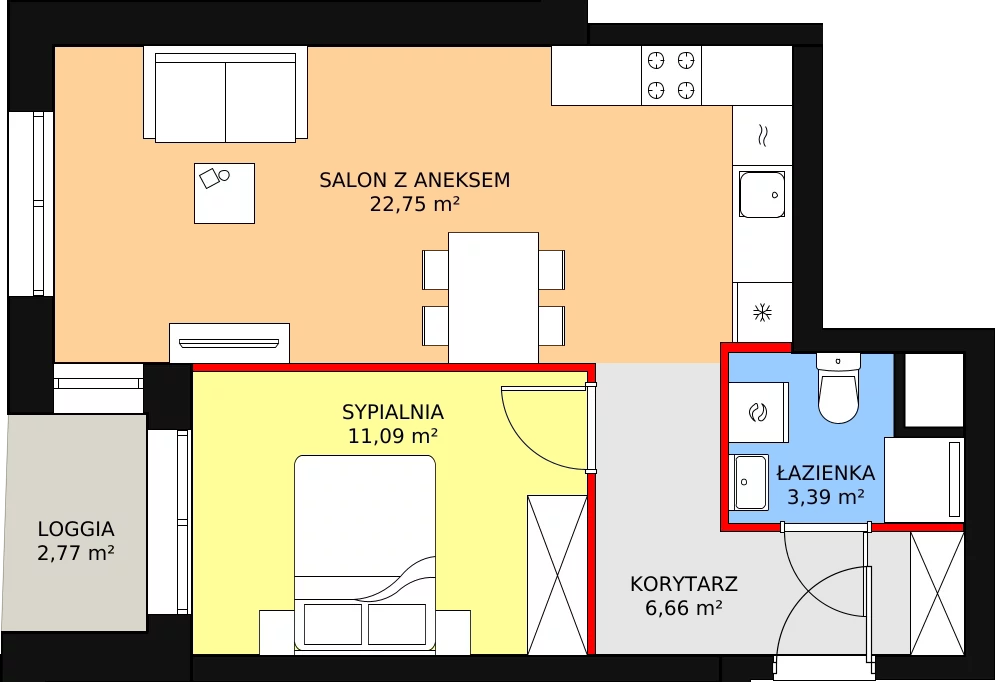 Mieszkanie 43,89 m², piętro 3, oferta nr A.3M10, WENDY, Gdynia, Śródmieście, Śródmieście, ul. Wendy 7/9