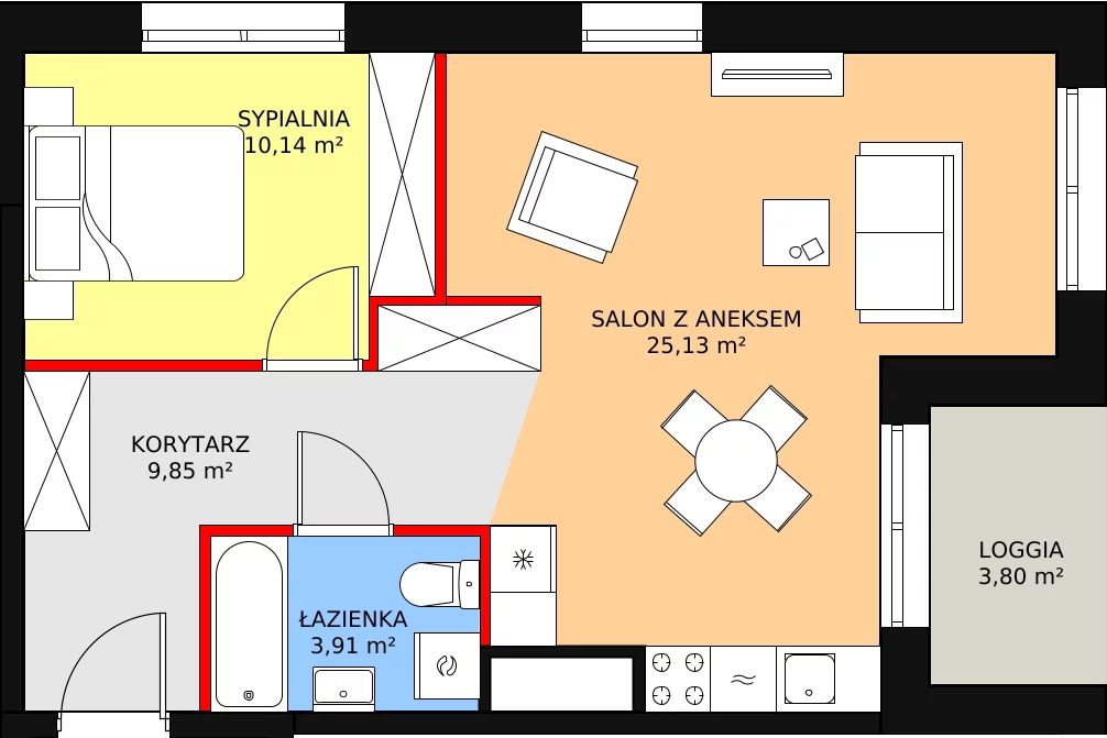 Mieszkanie 49,03 m², piętro 10, oferta nr A.10M03, WENDY, Gdynia, Śródmieście, Śródmieście, ul. Wendy 7/9