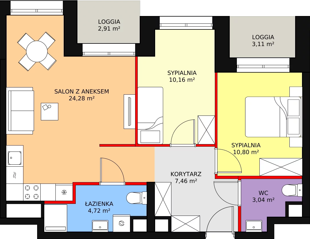 3 pokoje, mieszkanie 61,01 m², piętro 2, oferta nr A.2M15, WENDY, Gdynia, Śródmieście, Śródmieście, ul. Wendy 7/9