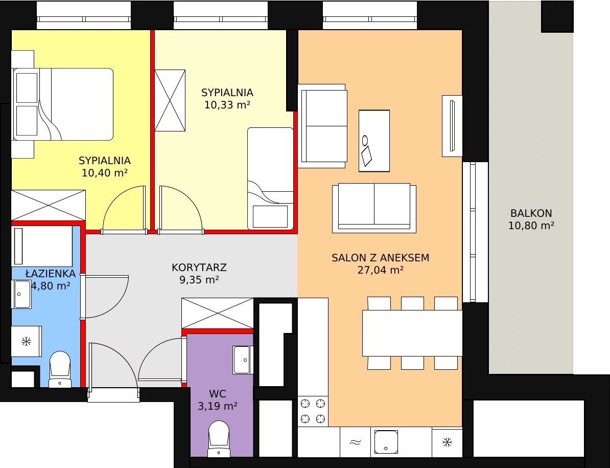 3 pokoje, mieszkanie 64,97 m², piętro 4, oferta nr A.4M06, WENDY, Gdynia, Śródmieście, Śródmieście, ul. Wendy 7/9