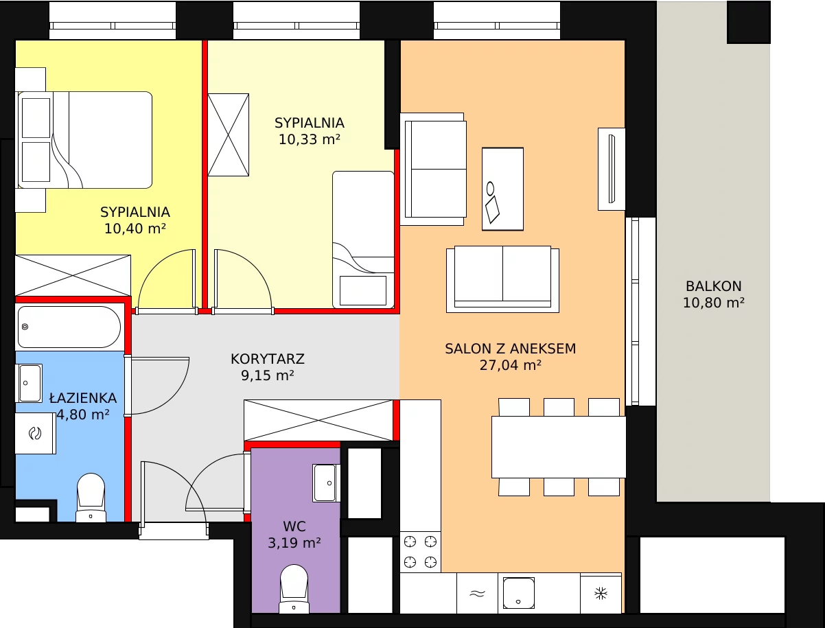 3 pokoje, mieszkanie 65,65 m², piętro 5, oferta nr A.5M06, WENDY, Gdynia, Śródmieście, Śródmieście, ul. Wendy 7/9