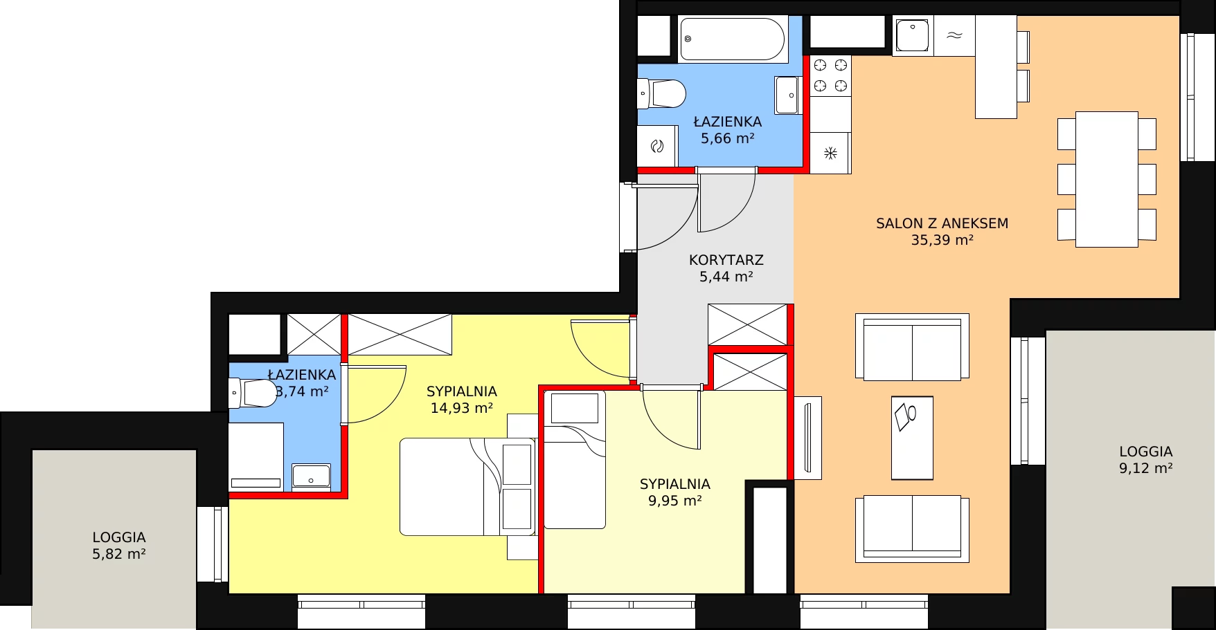 3 pokoje, mieszkanie 75,20 m², piętro 14, oferta nr A.14M05, WENDY, Gdynia, Śródmieście, Śródmieście, ul. Wendy 7/9