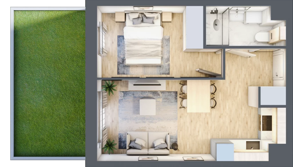 2 pokoje, mieszkanie 34,43 m², parter, oferta nr C.0M14, Foresteria, Gdynia, Wielki Kack, Kacze Buki, ul. Bieszczadzka