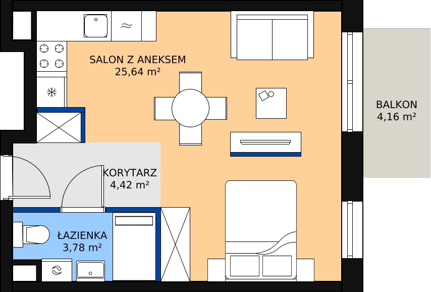 Nowe mieszkanie, 33,84 m², 1 pokój, 3 piętro, oferta nr C.3M05
