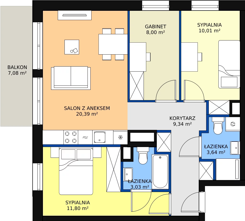 Zalety mieszkania 66.23 m², C.5M02