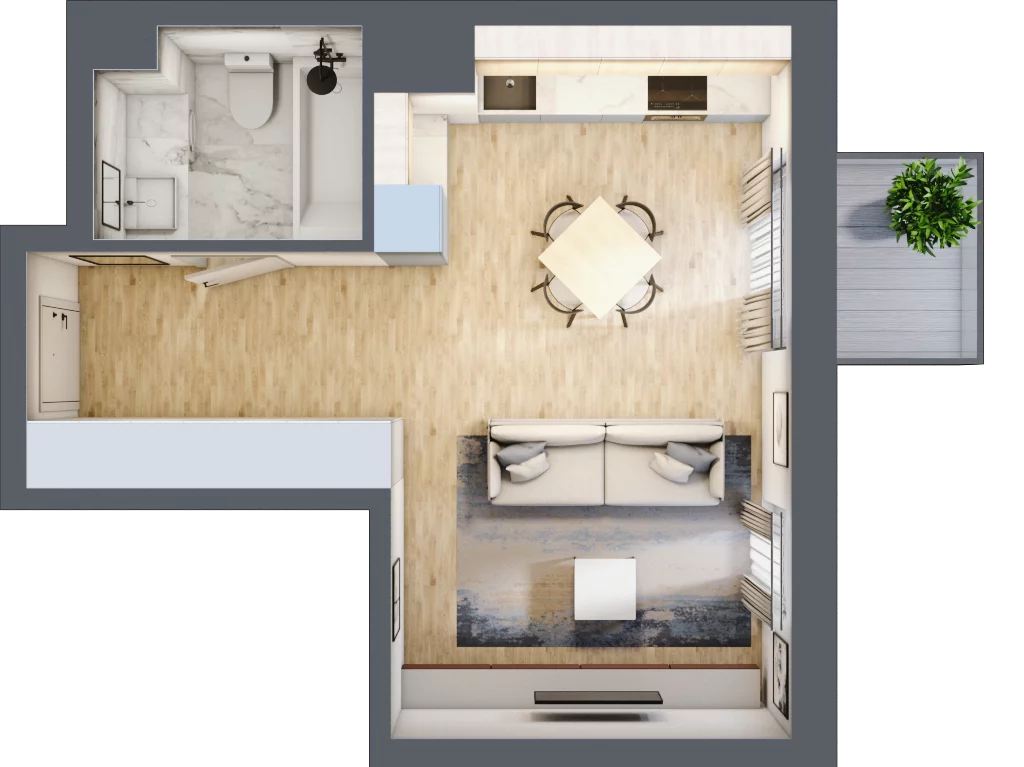 1 pokój, mieszkanie 33,76 m², piętro 1, oferta nr C.1M26, Początek Piątkowo Budynek C, Poznań, Piątkowo, ul. Wojciechowskiego