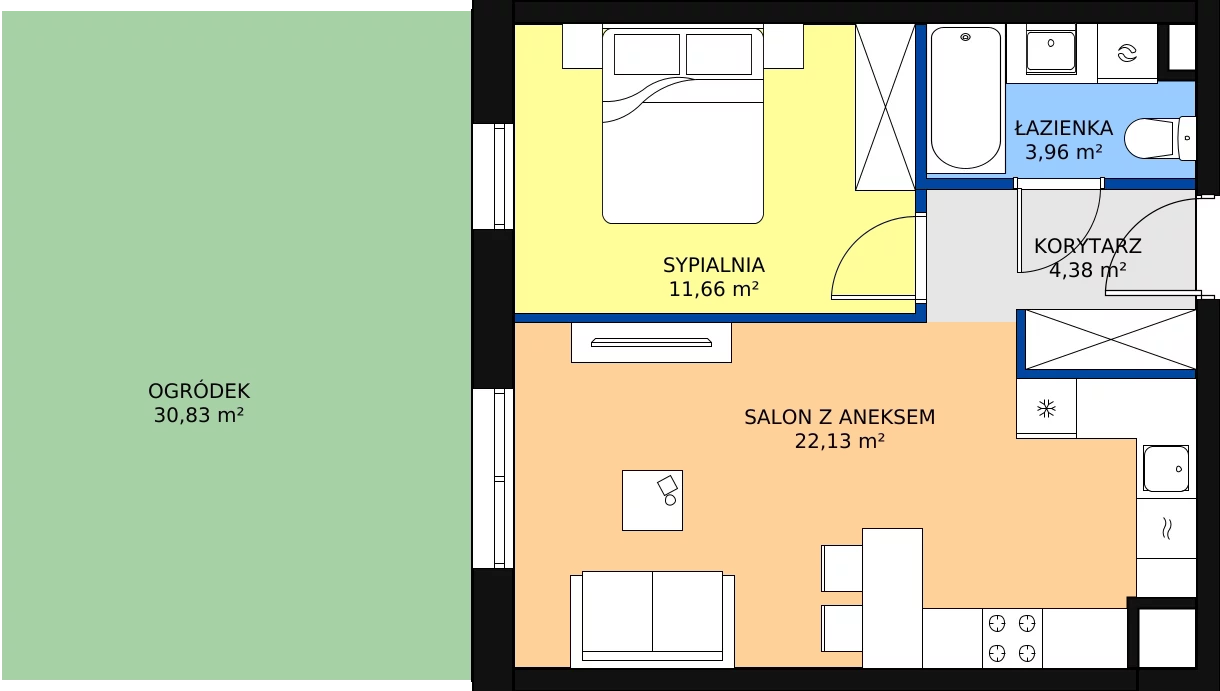 Zalety mieszkania 42.13 m², C.0M15