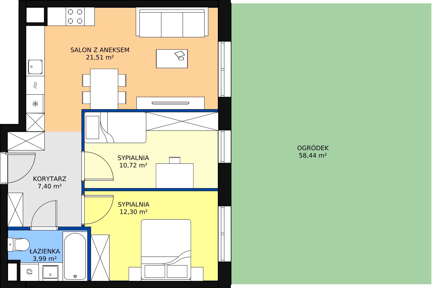 Zalety mieszkania 55.92 m², C.0M22