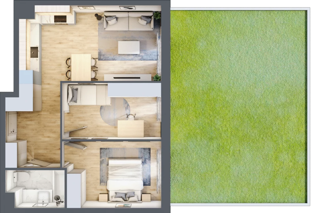 3 pokoje, mieszkanie 55,92 m², parter, oferta nr C.0M22, Początek Piątkowo Budynek C, Poznań, Piątkowo, ul. Wojciechowskiego