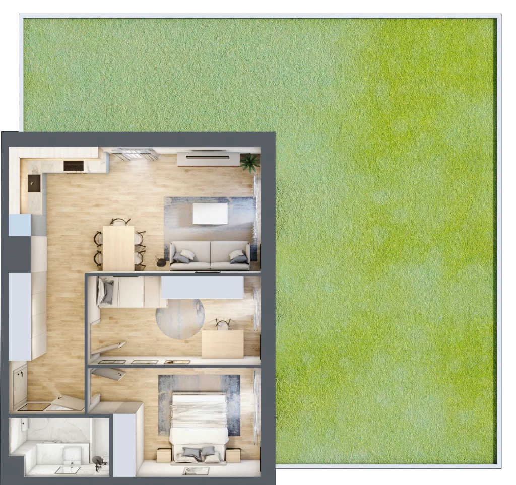 3 pokoje, mieszkanie 58,70 m², parter, oferta nr C.0M20, Początek Piątkowo Budynek C, Poznań, Piątkowo, ul. Wojciechowskiego