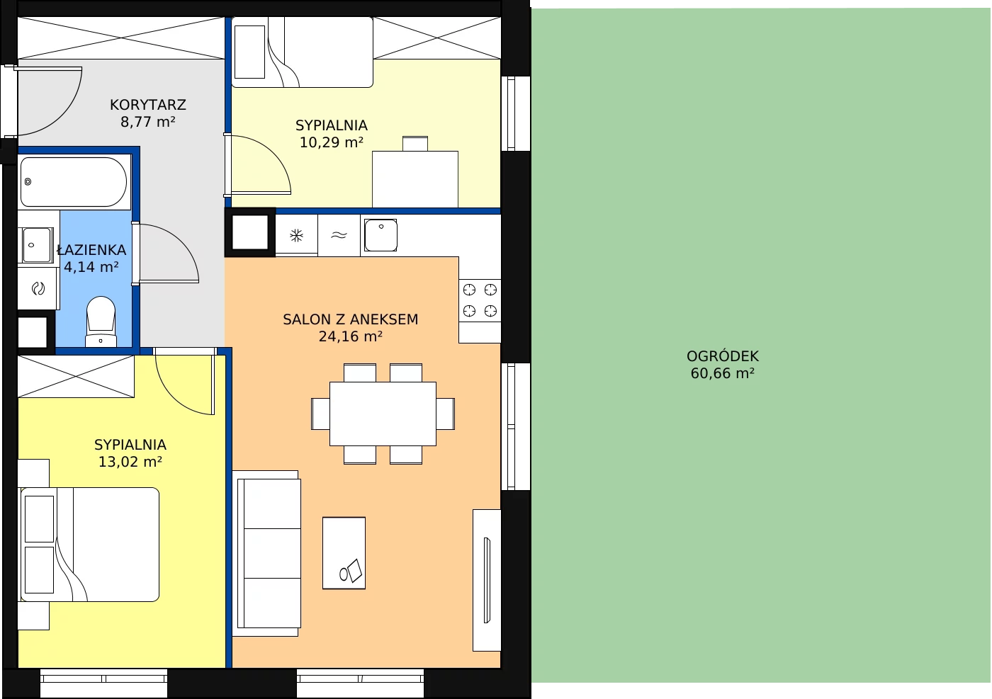 Zalety mieszkania 60.38 m², C.0M03
