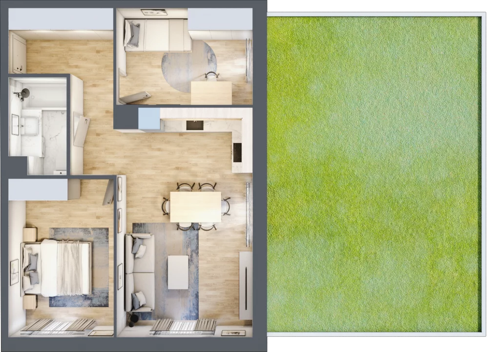3 pokoje, mieszkanie 60,38 m², parter, oferta nr C.0M03, Początek Piątkowo Budynek C, Poznań, Piątkowo, ul. Wojciechowskiego