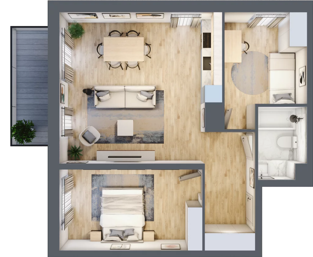 3 pokoje, mieszkanie 64,21 m², piętro 1, oferta nr C.1M22, Początek Piątkowo Budynek C, Poznań, Piątkowo, ul. Wojciechowskiego