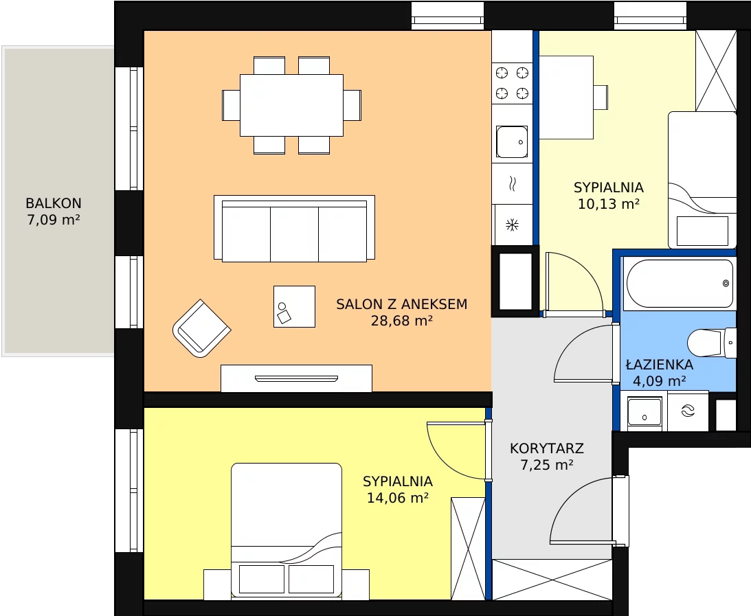 Zalety mieszkania 64.21 m², C.2M22