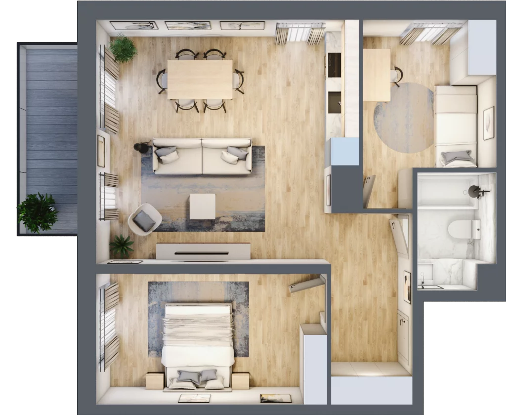 3 pokoje, mieszkanie 64,21 m², piętro 2, oferta nr C.2M22, Początek Piątkowo Budynek C, Poznań, Piątkowo, ul. Wojciechowskiego