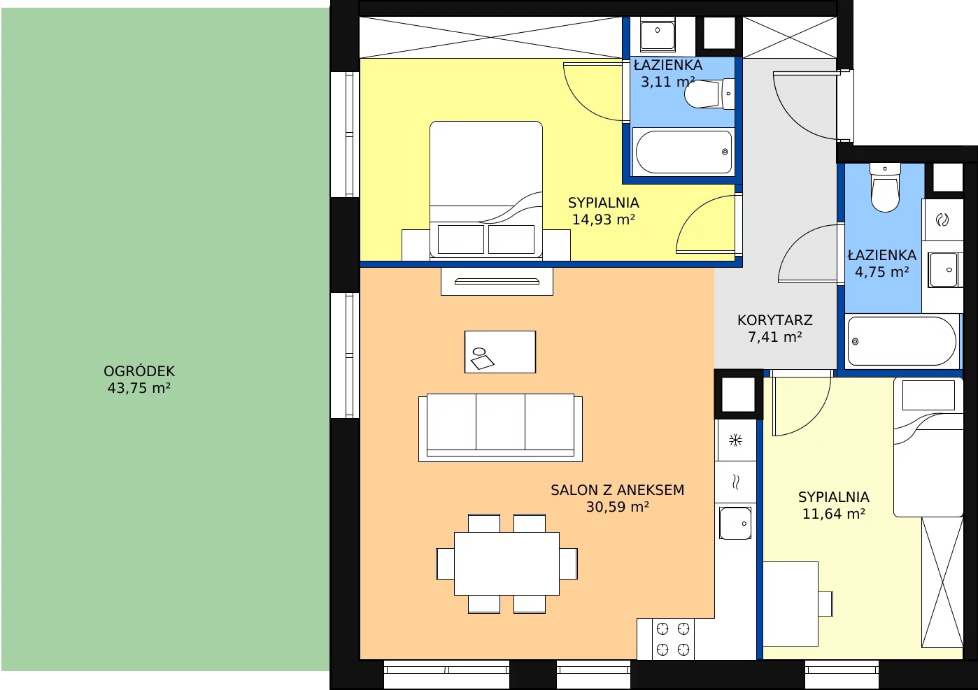 Zalety mieszkania 72.43 m², C.0M04