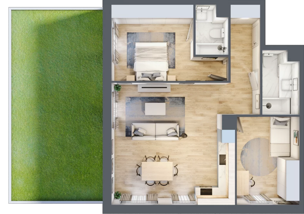 3 pokoje, mieszkanie 72,43 m², parter, oferta nr C.0M04, Początek Piątkowo Budynek C, Poznań, Piątkowo, ul. Wojciechowskiego