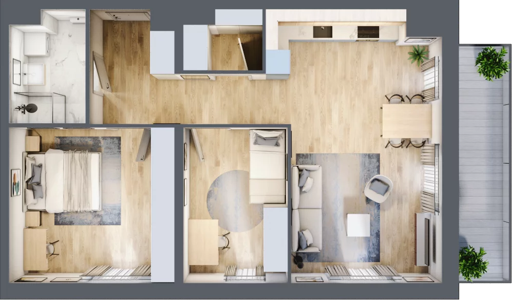 3 pokoje, mieszkanie 69,29 m², piętro 6, oferta nr C.6M01, Początek Piątkowo Budynek C, Poznań, Piątkowo, ul. Wojciechowskiego