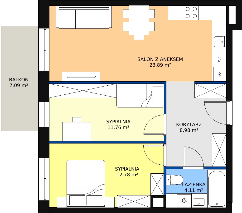 Zalety mieszkania 61.37 m², D.1M05