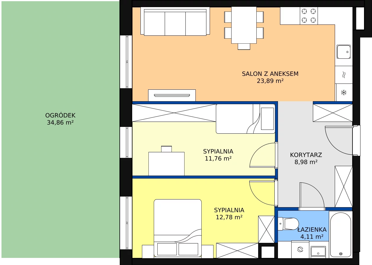 Zalety mieszkania 61.37 m², D.0M03