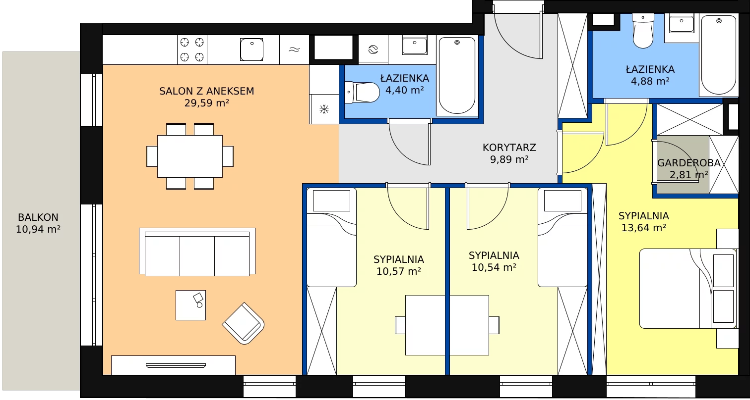 Zalety mieszkania 86.22 m², D.1M04