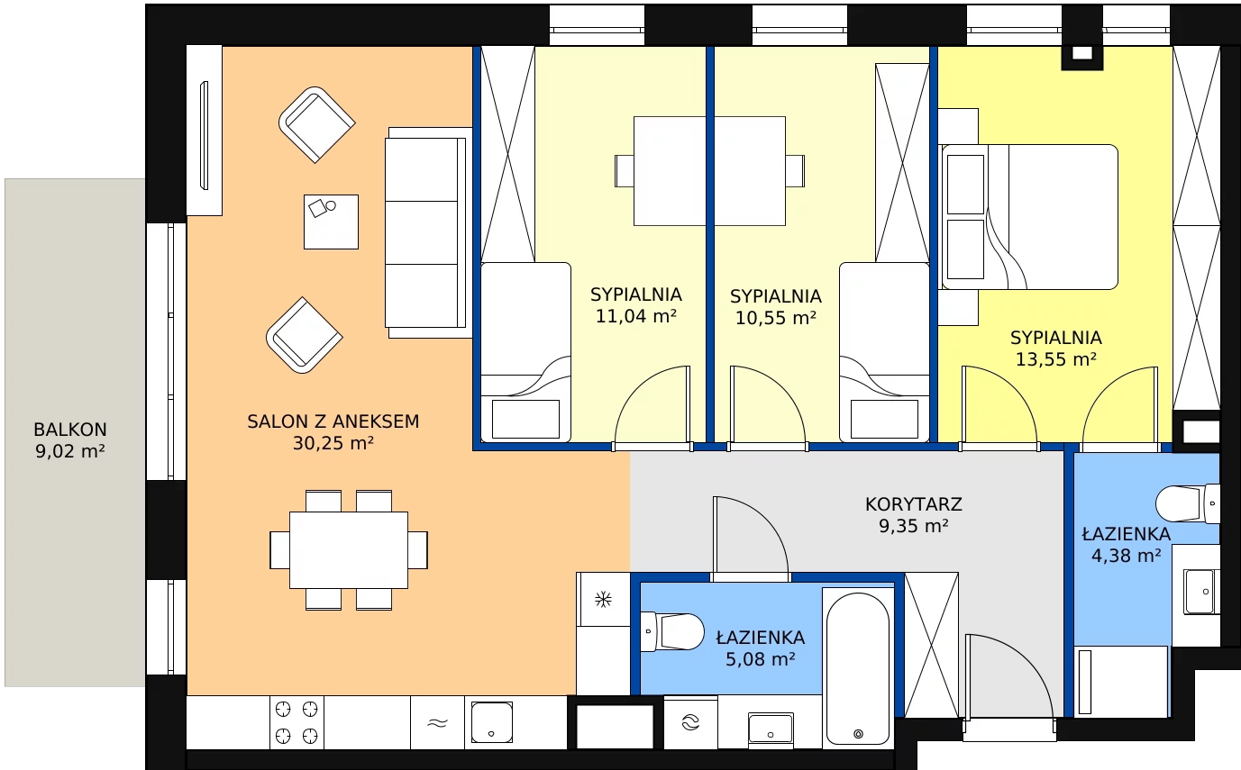 Zalety mieszkania 84.03 m², D.2M06