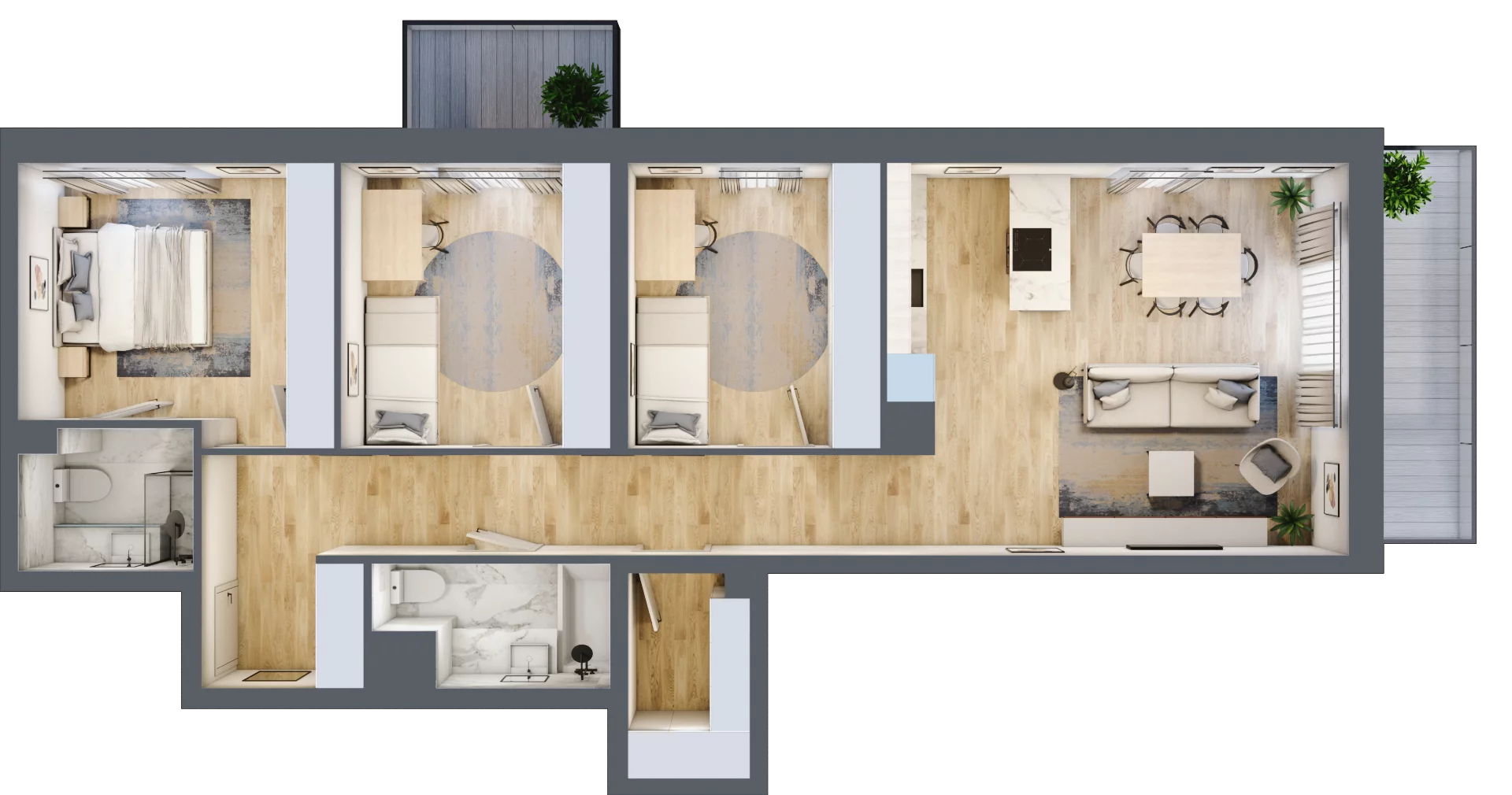 Mieszkanie 91,41 m², piętro 3, oferta nr D.3M01, Piątkowo Residence, Poznań, Piątkowo, Piątkowo, ul. Wojciechowskiego