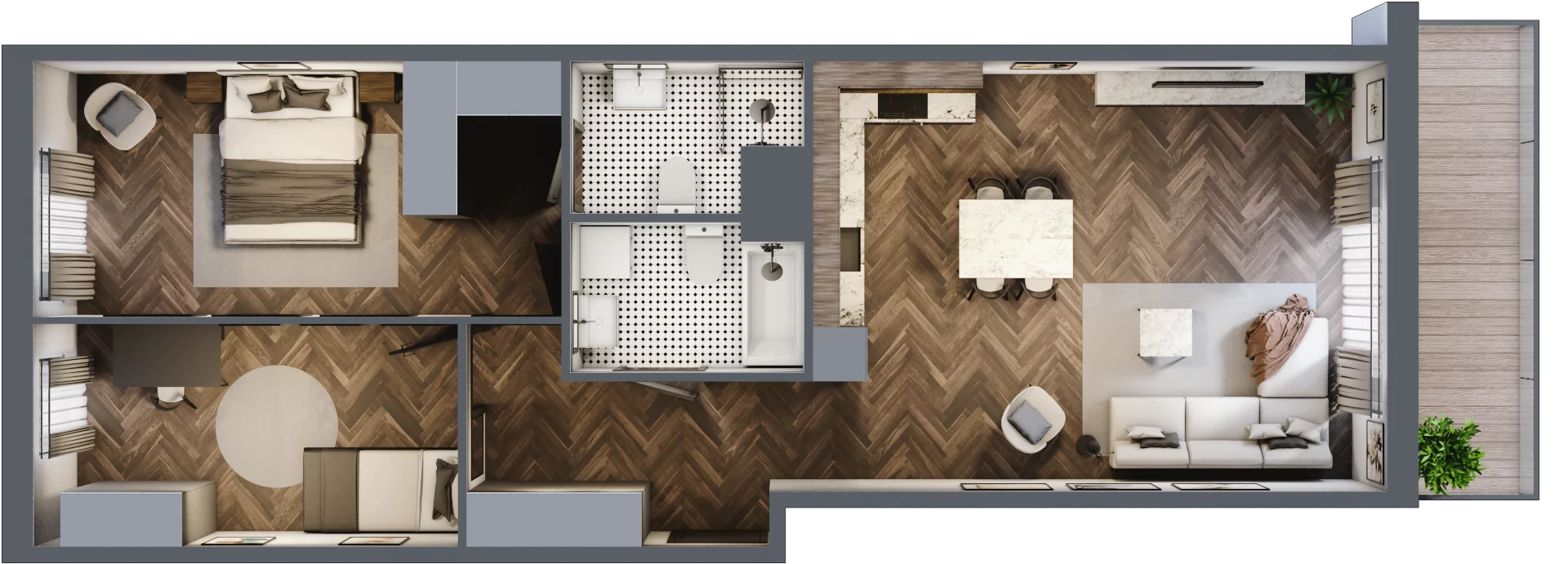 3 pokoje, mieszkanie 72,82 m², piętro 2, oferta nr E.2M09, Nowa Wałowa, Gdańsk, Śródmieście, ul. Stępkarska / Wiosna Ludów