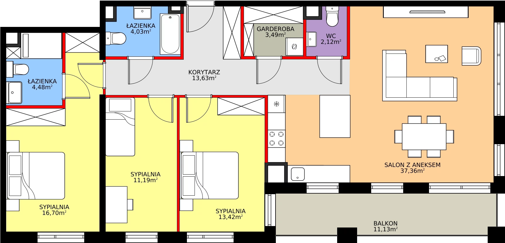Zalety mieszkania 106.45 m², E.2M01