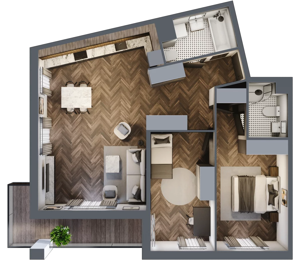 3 pokoje, mieszkanie 77,41 m², piętro 2, oferta nr E.2M07, Nowa Wałowa, Gdańsk, Śródmieście, ul. Stępkarska / Wiosna Ludów
