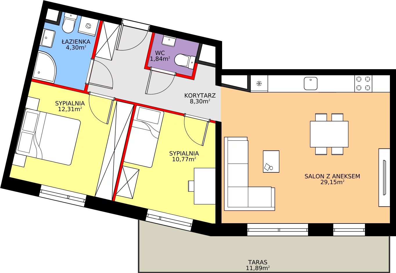 Zalety mieszkania 66.68 m², E.6M02