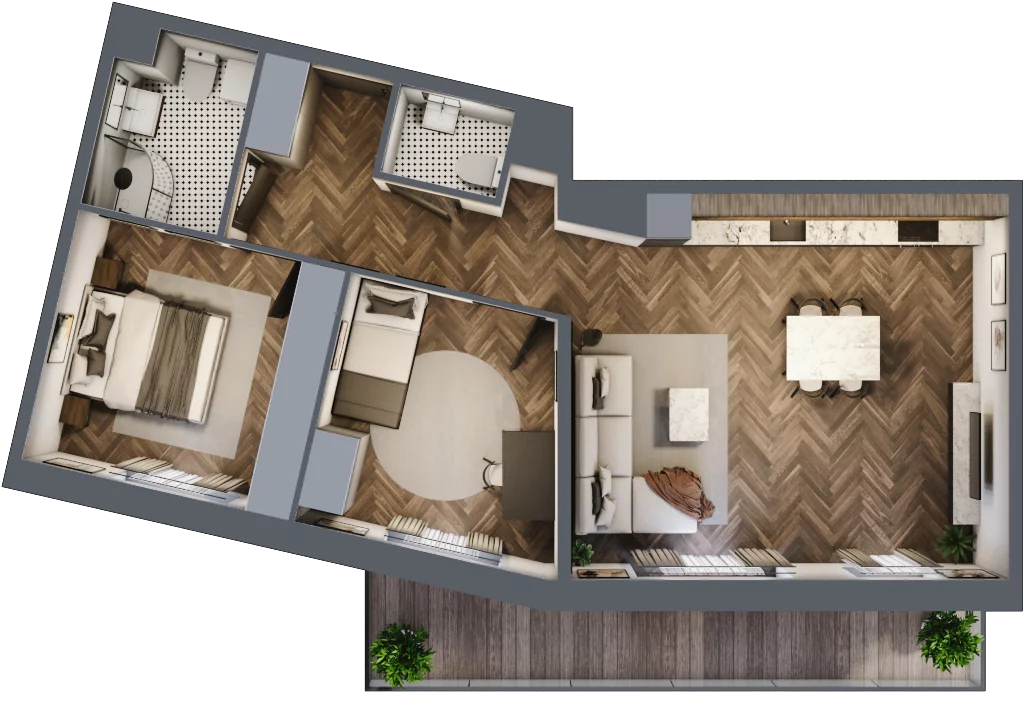 3 pokoje, mieszkanie 66,68 m², piętro 6, oferta nr E.6M02, Nowa Wałowa, Gdańsk, Śródmieście, ul. Stępkarska / Wiosna Ludów