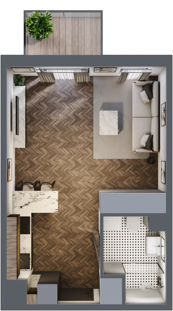 1 pokój, mieszkanie 31,81 m², piętro 4, oferta nr E.4M14, Nowa Wałowa, Gdańsk, Śródmieście, ul. Stępkarska / Wiosna Ludów