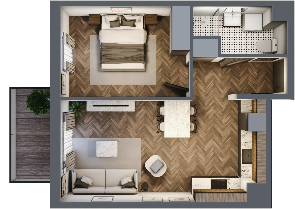 2 pokoje, mieszkanie 42,74 m², piętro 6, oferta nr E.6M10, Nowa Wałowa, Gdańsk, Śródmieście, ul. Stępkarska / Wiosna Ludów