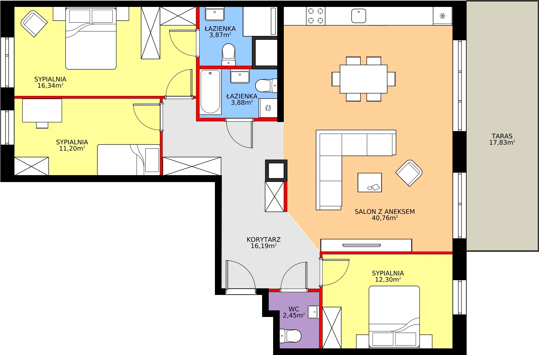 Zalety mieszkania 106.99 m², E.7M06