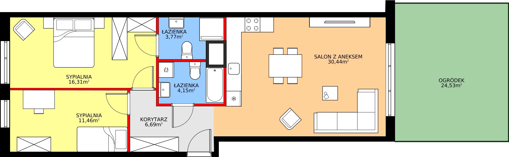 Zalety mieszkania 72.81 m², E.1M09