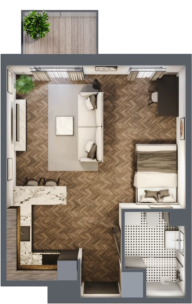 1 pokój, mieszkanie 36,02 m², piętro 6, oferta nr E.6M13, Nowa Wałowa, Gdańsk, Śródmieście, ul. Stępkarska / Wiosna Ludów