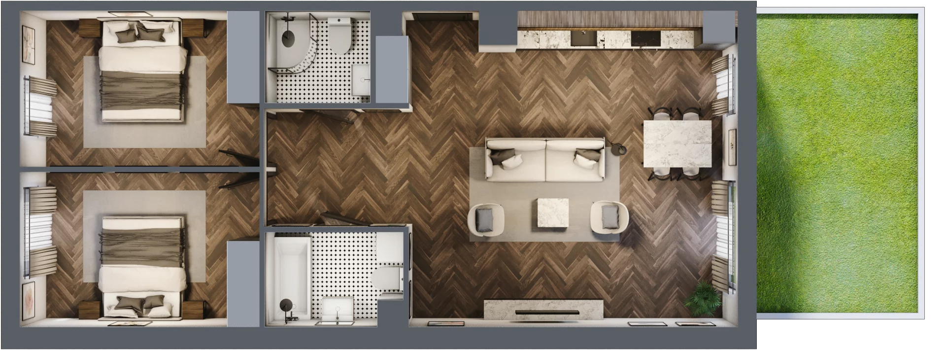 3 pokoje, mieszkanie 73,85 m², piętro 1, oferta nr E.1M04, Nowa Wałowa, Gdańsk, Śródmieście, ul. Stępkarska / Wiosna Ludów
