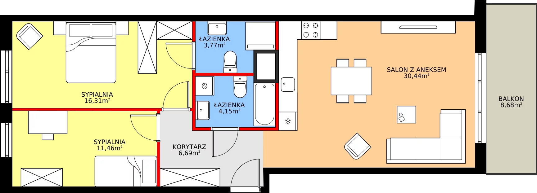 Zalety mieszkania 72.81 m², E.3M09