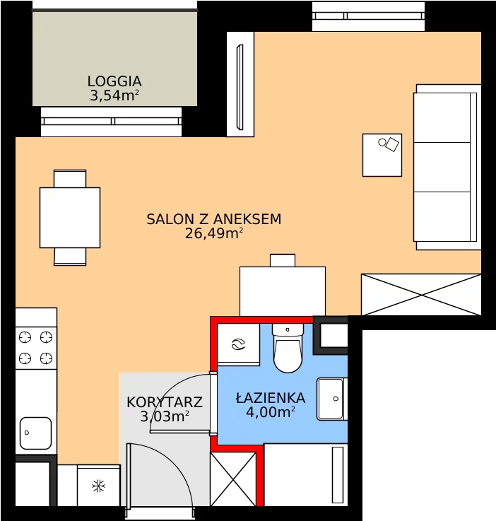 Zalety mieszkania 33.52 m², E.7M10