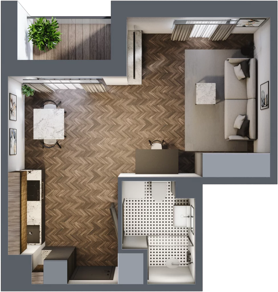 1 pokój, mieszkanie 33,52 m², piętro 7, oferta nr E.7M10, Nowa Wałowa, Gdańsk, Śródmieście, ul. Stępkarska / Wiosna Ludów