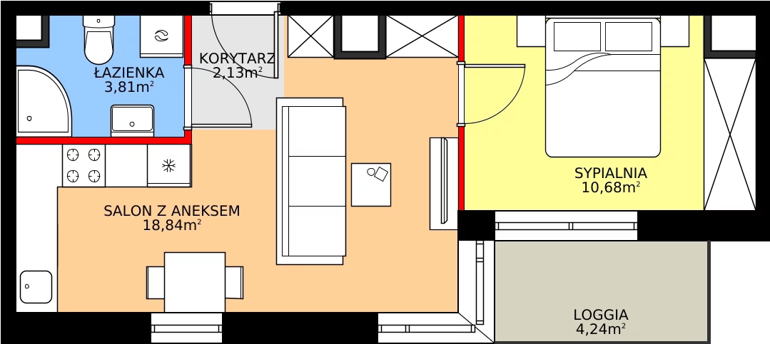 Zalety mieszkania 35.46 m², E.7M14