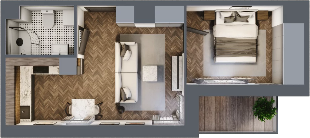 2 pokoje, mieszkanie 35,46 m², piętro 7, oferta nr E.7M14, Nowa Wałowa, Gdańsk, Śródmieście, ul. Stępkarska / Wiosna Ludów